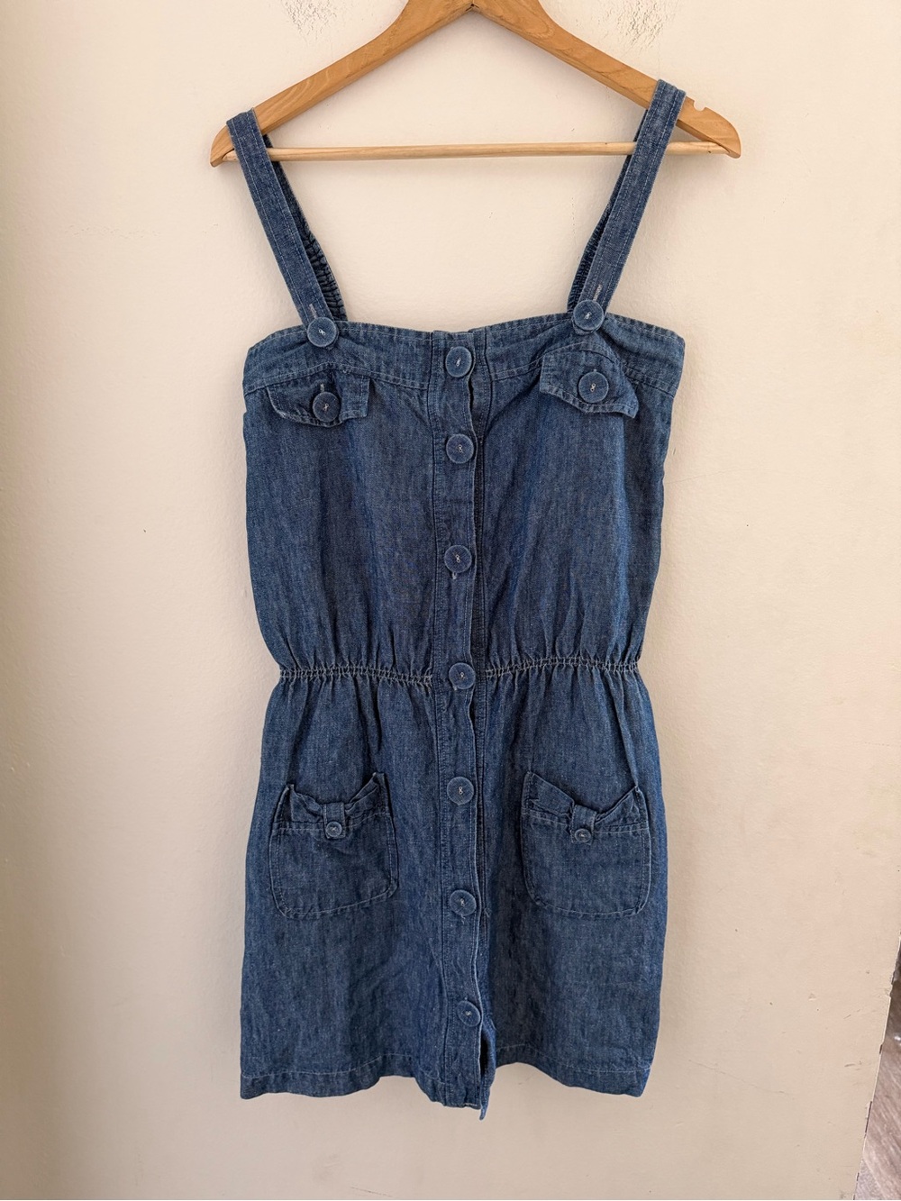 Covet Hand Crafted Redemption Denim Chambray Pinafore Dress Utility Small